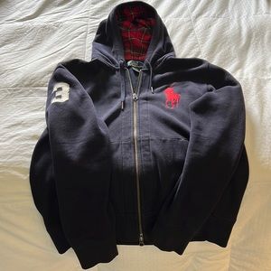 Polo Ralph Lauren Dark Blue Hoodie w/Large Polo emblem - Size Medium